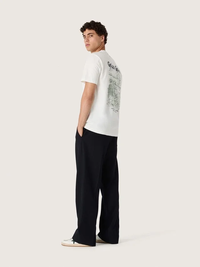 Herr-T-shirt med tryck på ryggen