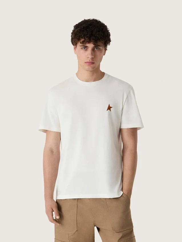 Herr-T-shirt med tryck på ryggen