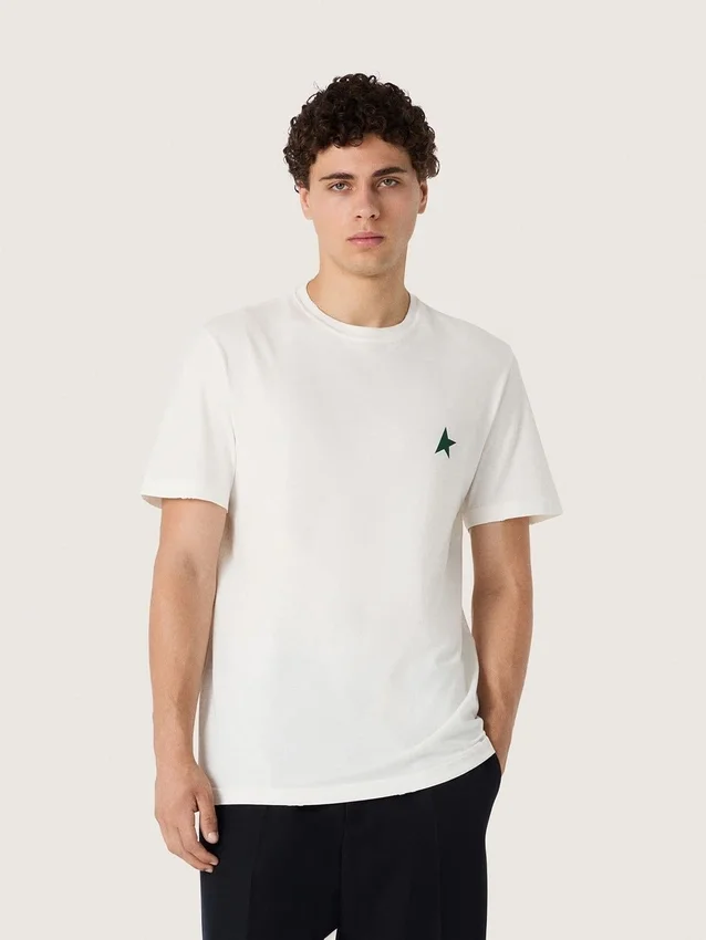 Herr-T-shirt med tryck på ryggen