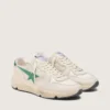 Herrskor med Running Sole i krämfärgat nylon och läder med grön läderstjärna