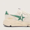 Herrskor med Running Sole i krämfärgat nylon och läder med grön läderstjärna