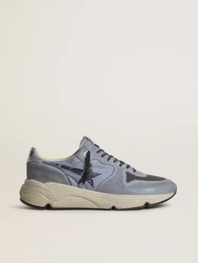 Herrskor med Running Sole i ljusblå nylon och nubuck med svart stjärna