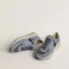 Herrskor med Running Sole i ljusblå nylon och nubuck med svart stjärna