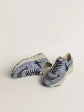 Herrskor med Running Sole i ljusblå nylon och nubuck med svart stjärna