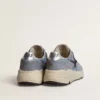 Herrskor med Running Sole i ljusblå nylon och nubuck med svart stjärna