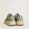 Herrskor med Running Sole i salviagrönt nylon och mocka med tryckt svart stjärna