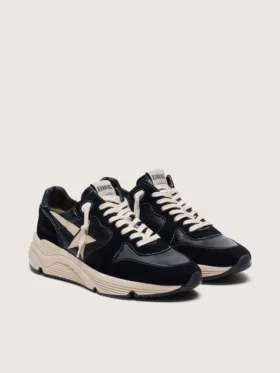 Herrskor med Running Sole i svart nappaläder och mocka med en vit stjärna