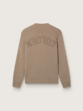 Herrtröja i ljus taupe ekologisk bomull med broderad logotyp