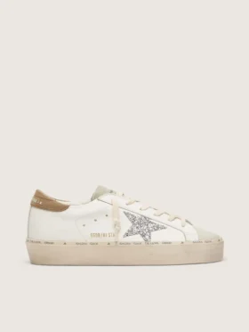 Hi Star för damer med silverglittrande stjärna och duvgrå nubuck-hälflik