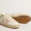 Hi Star i vitt läder med rosa stjärna i mocka och rosa glitterklackflik