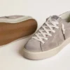 Hi Star-sneakers för dam i beige mocka med laminerad läderstjärna och glitterklackflik