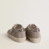 Hi Star-sneakers för dam i beige mocka med laminerad läderstjärna och glitterklackflik