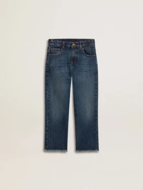 Jeans för pojkar med råa kanter och broderi