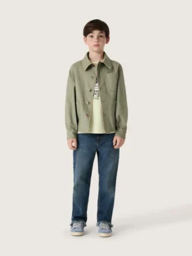Jeans för pojkar med råa kanter och broderi