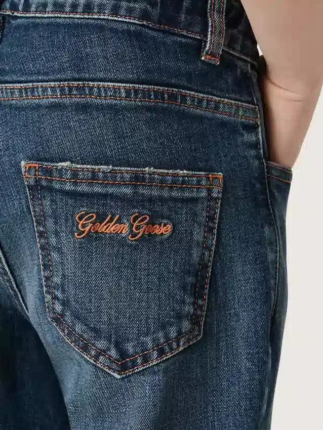 Jeans för pojkar med råa kanter och broderi
