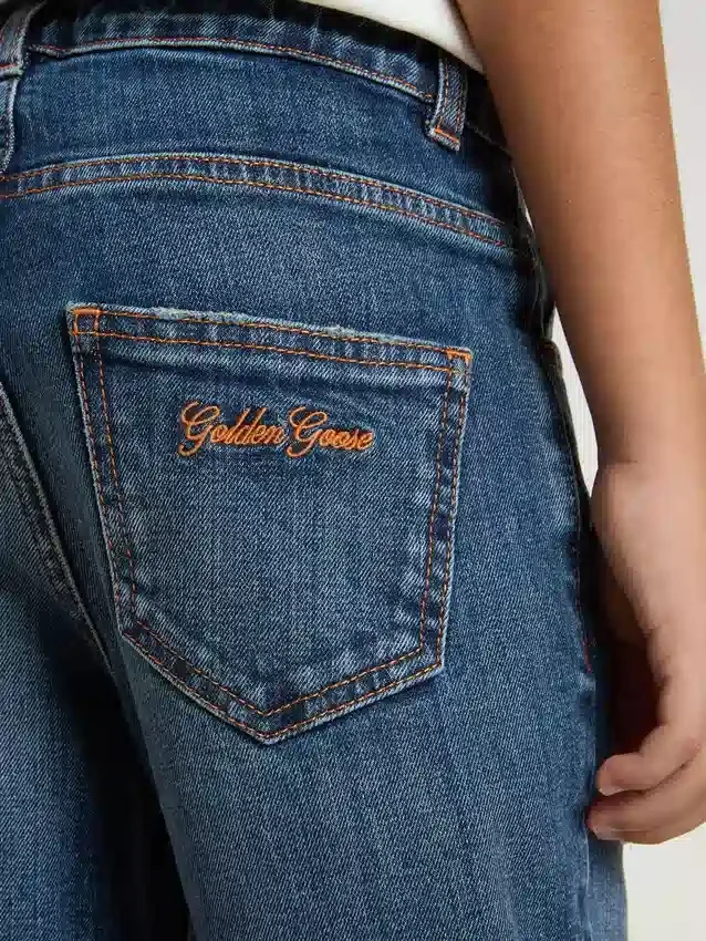 Jeans för pojkar med råa kanter och broderi
