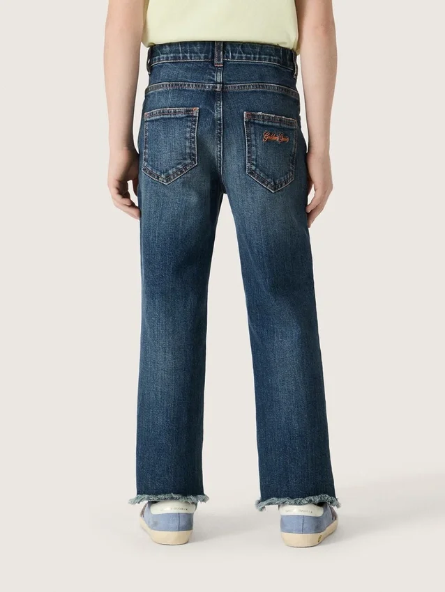 Jeans för pojkar med råa kanter och broderi