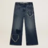 Jeans med vid ben i blå denim för flickor
