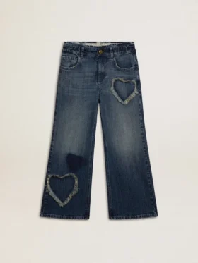 Jeans med vid ben i blå denim för flickor