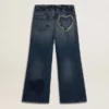 Jeans med vid ben i blå denim för flickor