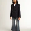 Jeans med vid ben i mellblå bull-denim
