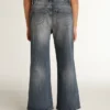 Jeans med vid ben i mellblå bull-denim