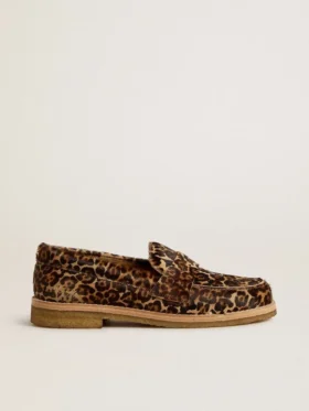Jerry-loafer för dam i ponnyskinn med leopardmönster