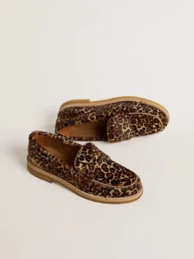 Jerry-loafer för dam i ponnyskinn med leopardmönster