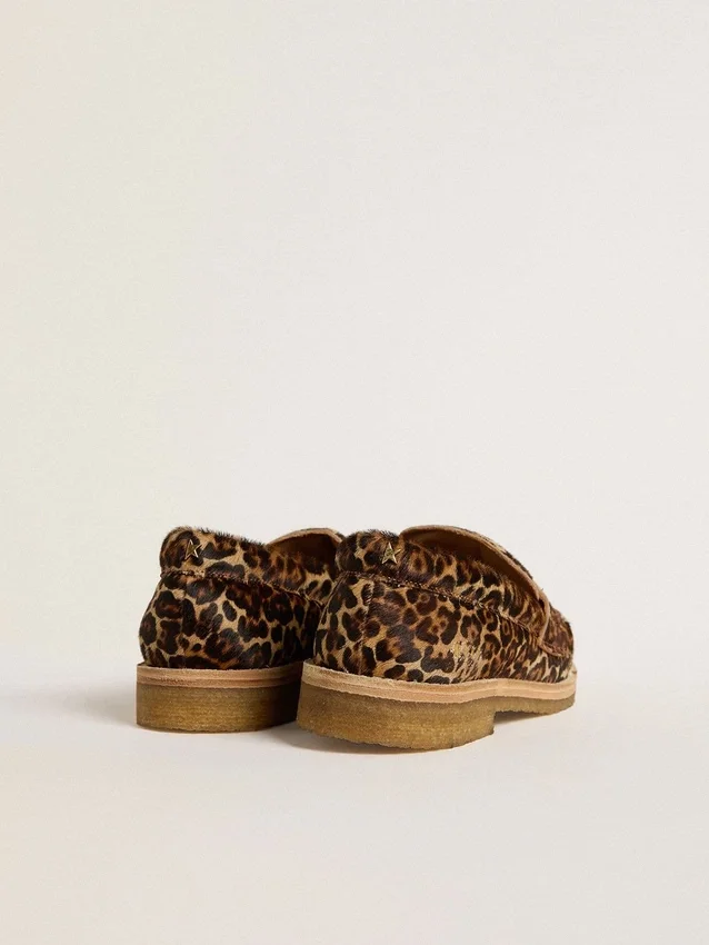 Jerry-loafer för dam i ponnyskinn med leopardmönster