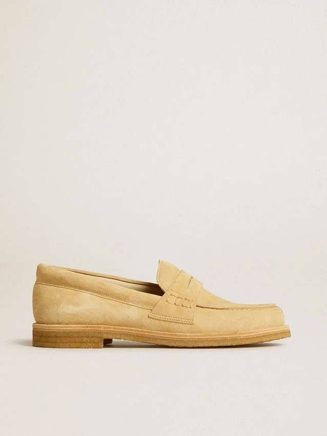 Jerry-loafer i ecru-vaxat mocka
