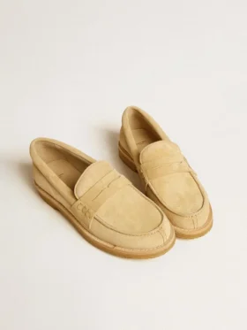 Jerry-loafer i ecru-vaxat mocka