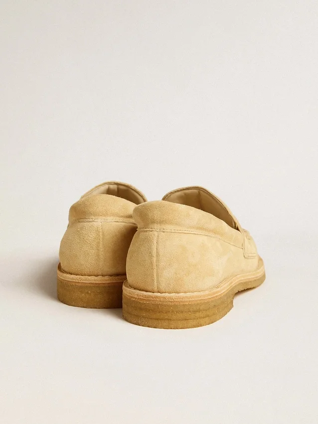 Jerry-loafer i ecru-vaxat mocka