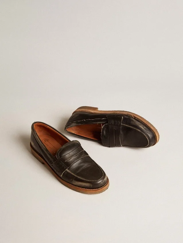 Jerry-Loafers för herr i svart läder