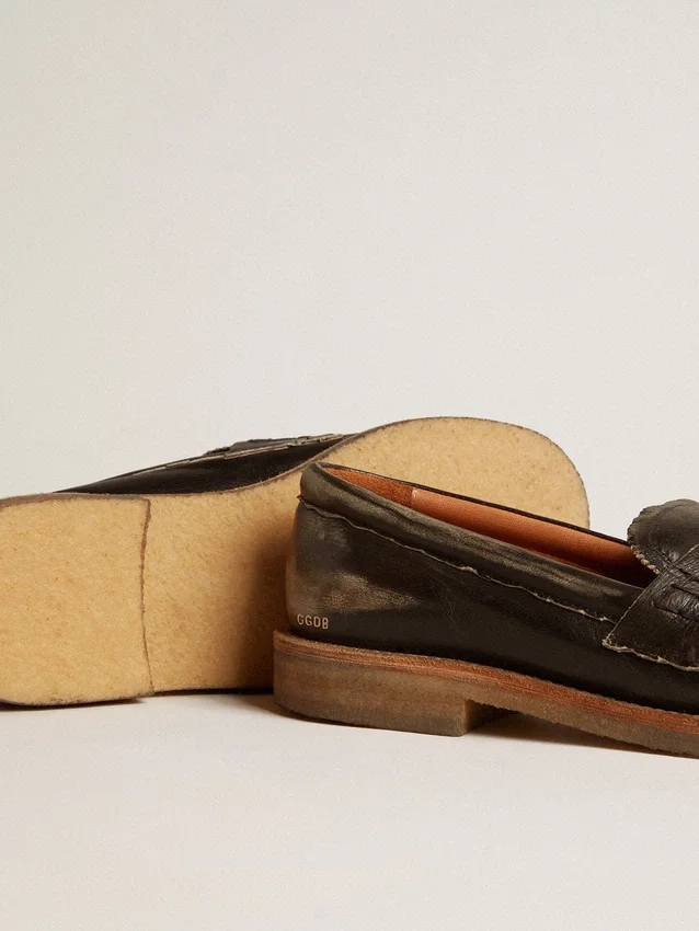 Jerry-Loafers för herr i svart läder