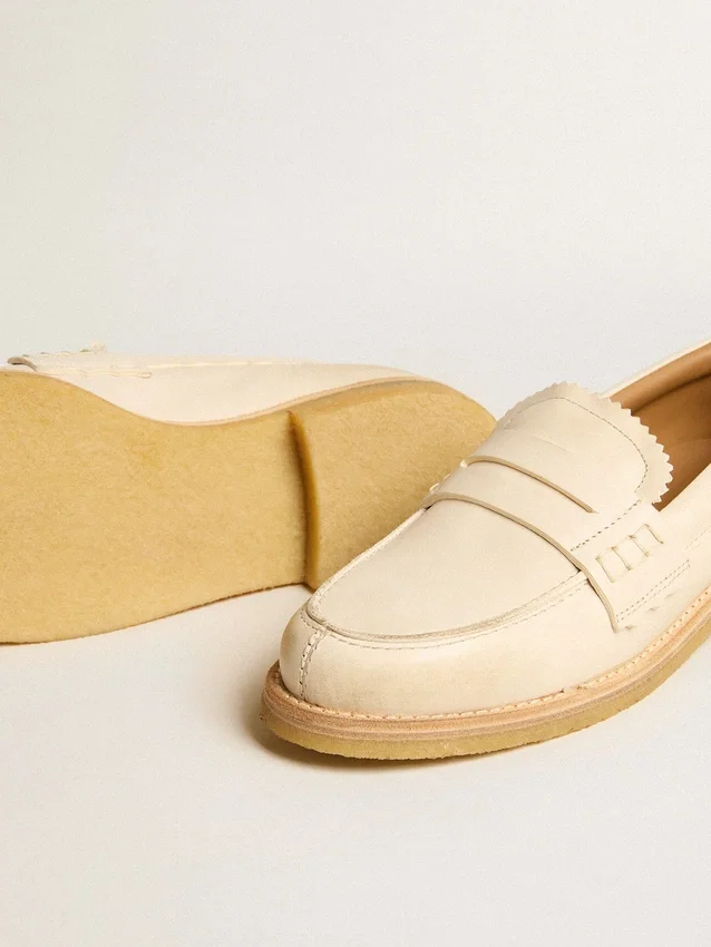 Jerry-Loafers i smörvitt läder