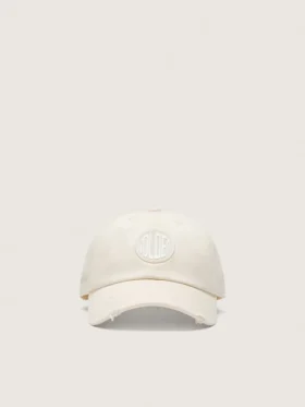 Journey-baseballkeps i vit bomullstwill med patch och golden goose-broderi