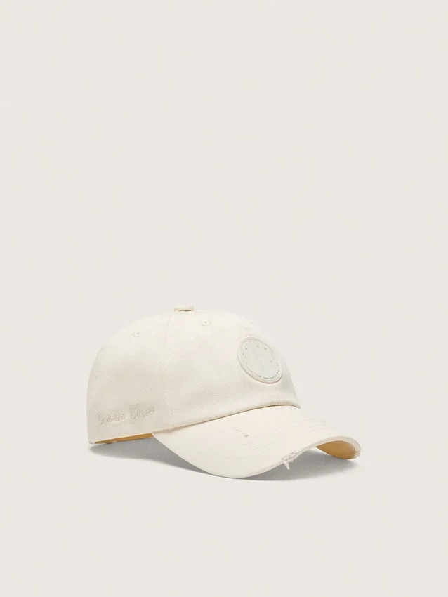 Journey-baseballkeps i vit bomullstwill med patch och golden goose-broderi