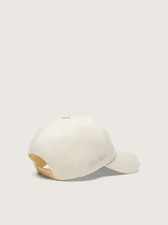 Journey-baseballkeps i vit bomullstwill med patch och golden goose-broderi