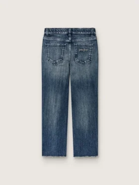 Journey-jeans för flickor i blå denim med bootcut-passform och strass i ton-i-ton-effekt