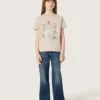 Journey-jeans för flickor i blå denim med bootcut-passform och strass i ton-i-ton-effekt