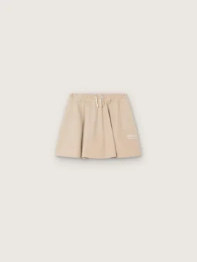 Journey-minikjol för flickor i beige bomullsgabardin med tryck