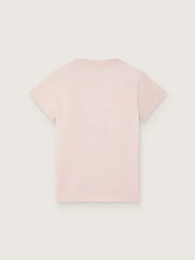 Journey-T-shirt för flickor i rosa bomullsjersey med digitalt tryck av maskoten