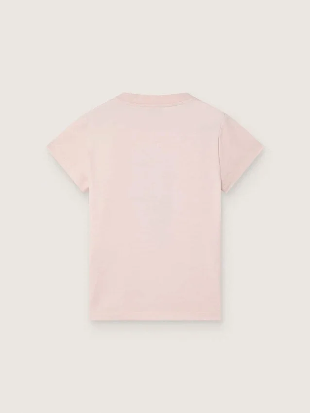 Journey-T-shirt för flickor i rosa bomullsjersey med digitalt tryck av maskoten