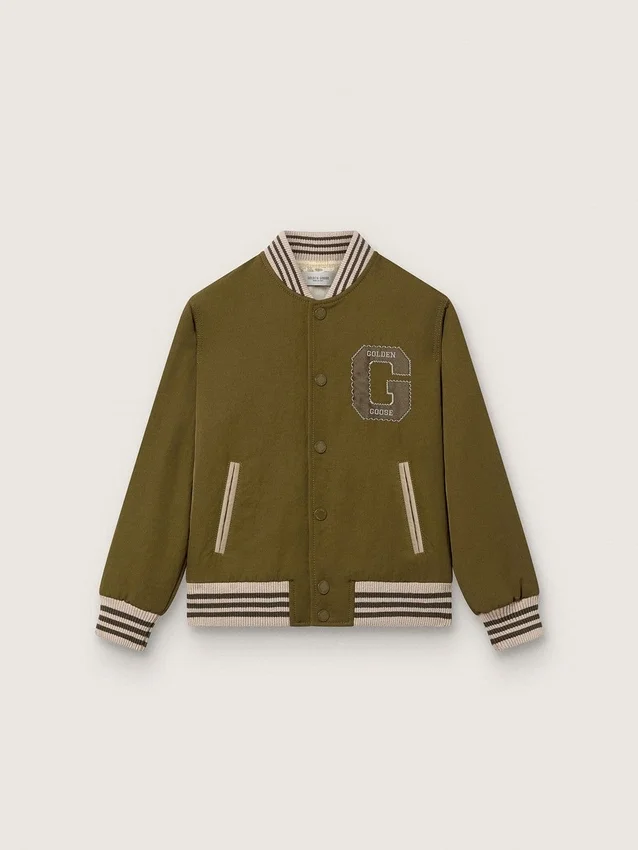 Journey unisex-bomberjacka i militärgrön nylontwill med broderad patch