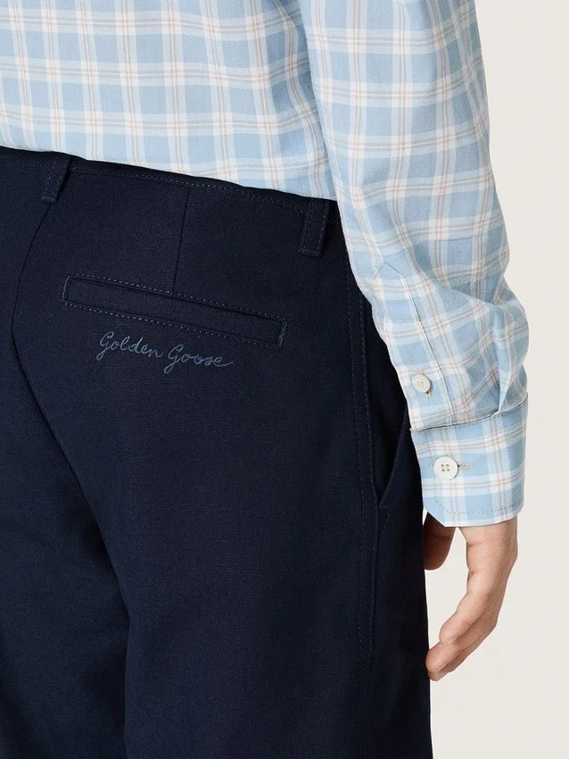 Journey unisex-chinos i blå bomullscanvas med broderad logotyp