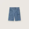 Journey unisex-shorts i ljusblå bomullschambray med broderad logotyp