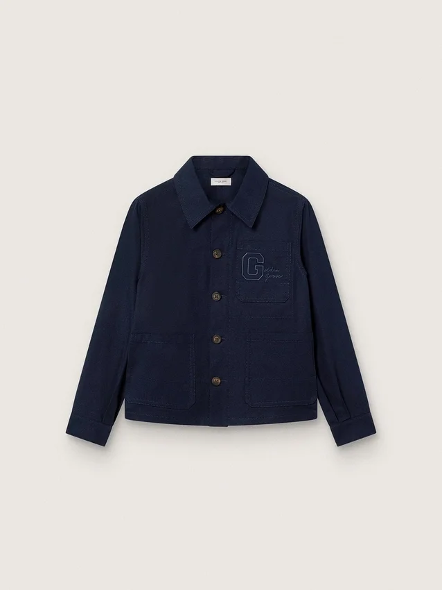 Journey unisex-skjorta i blå bomullscanvas med broderad logotyp