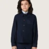 Journey unisex-skjorta i blå bomullscanvas med broderad logotyp