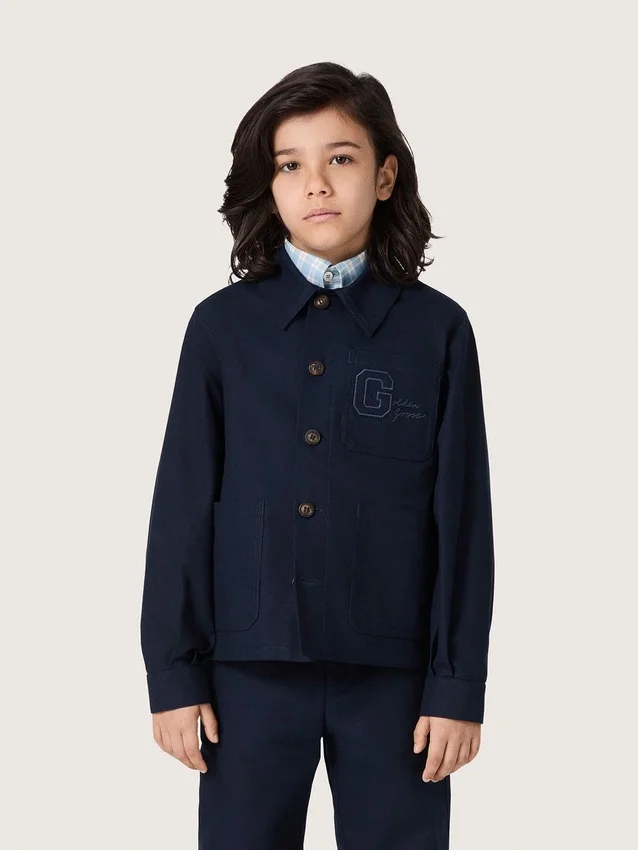 Journey unisex-skjorta i blå bomullscanvas med broderad logotyp