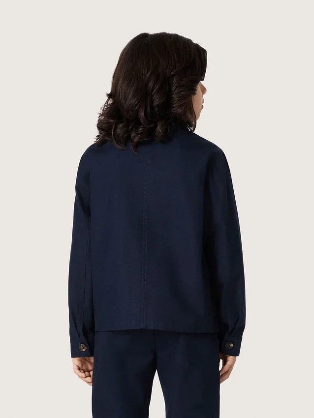 Journey unisex-skjorta i blå bomullscanvas med broderad logotyp